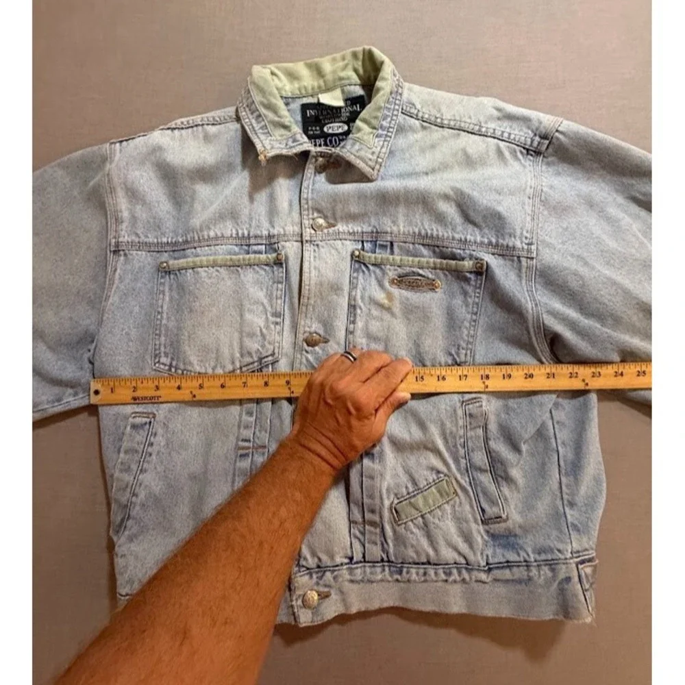 Vintage Pepe CO Trucker Jacket Women XL Blue Denim Button Light Wash Long Sleeve
